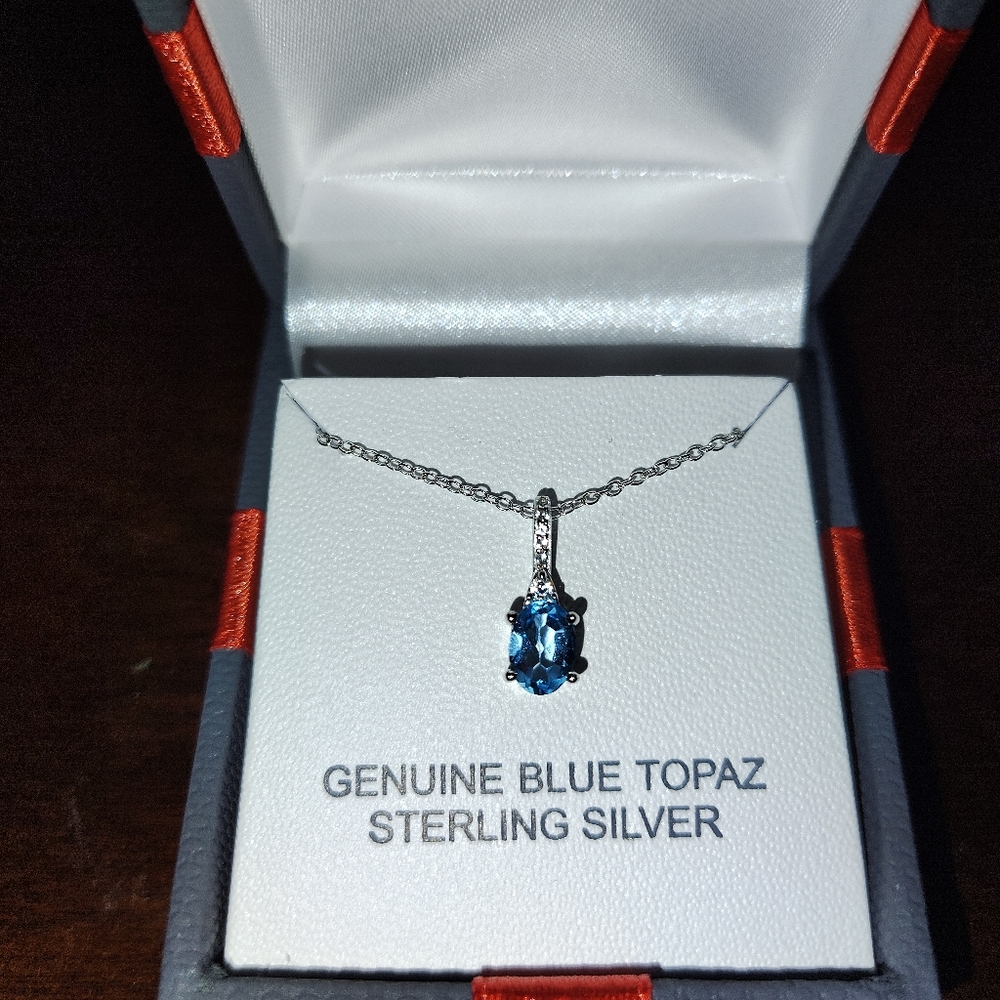 Blue Sapphire Silver Necklace with Dainty Chain